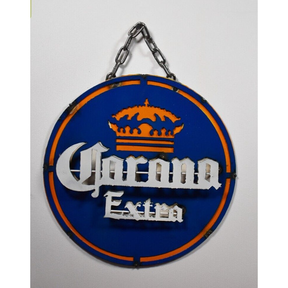 Corona Extra Round Hanging Handmade Metal Art Sign 12